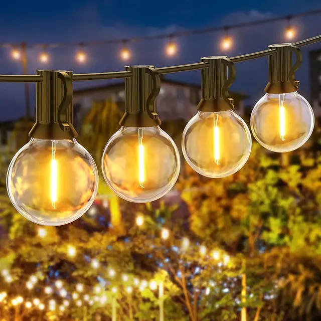BokiHuk 15M LED String Lights - 25+1 Shatterproof Bulbs for Outdoor Use