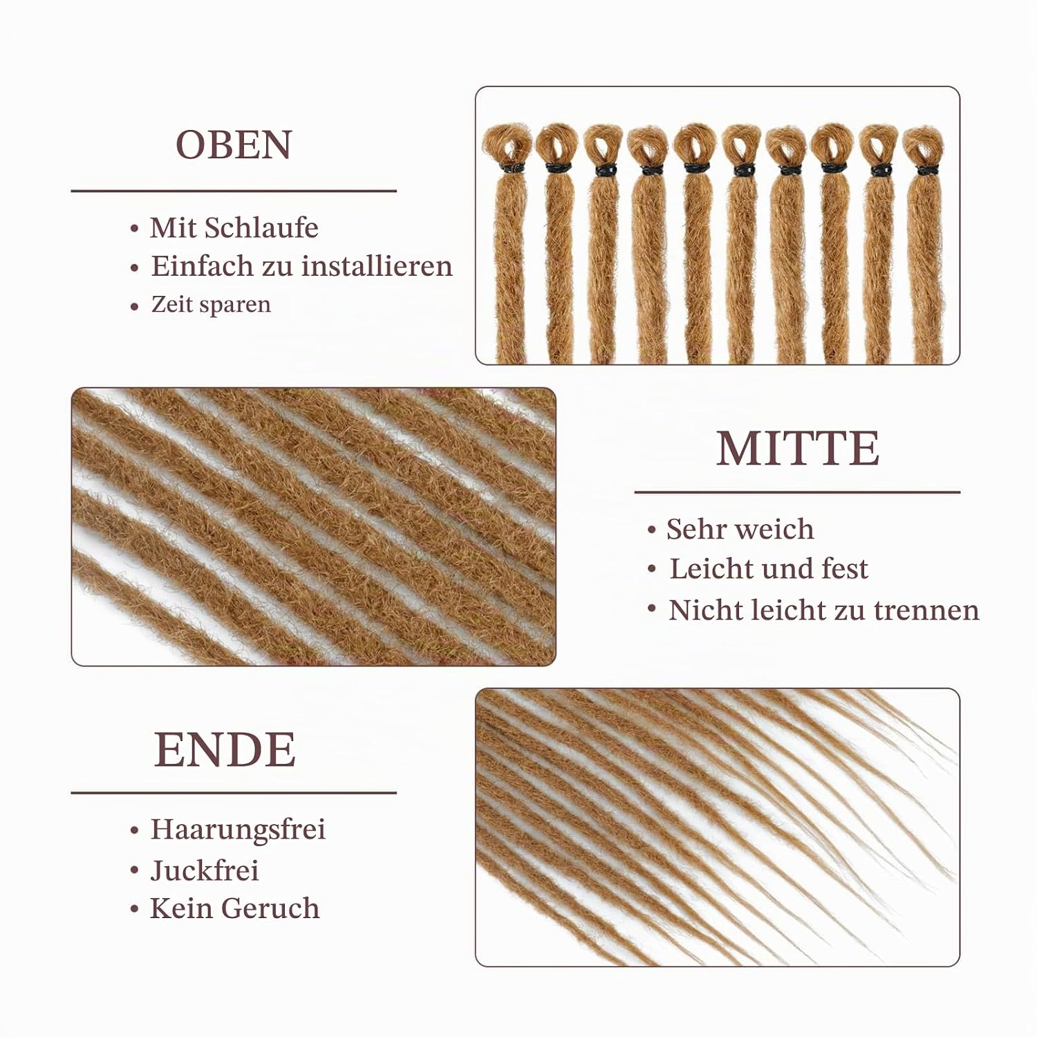Dreadlock Extensions 24 Inch Synthetic Hippie Single Ended Dreads 20 Strands Ombre Brown 0.6 cm Width Loc Extensions Reggae Style Crochet Hair for Women (27, SE 20 Stands) 20 Strands 27
