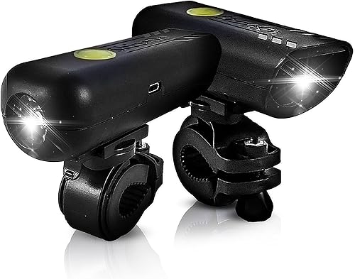 ShineOn Luz de bicicleta - La luz de bicicleta que brilla en el jinete y la carretera. Luz de bicicleta recargable de doble haz impermeable (batería