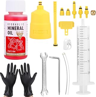17 Piezas Kit de Purgado de Frenos de Bicicleta - Engrase de Precisión Kit de Frenos de Disco Hidráulicos, con Aceite Mineral (60ml), Kit Purgado Frenos para Shimano, para Todo Tipo de Bicicletas