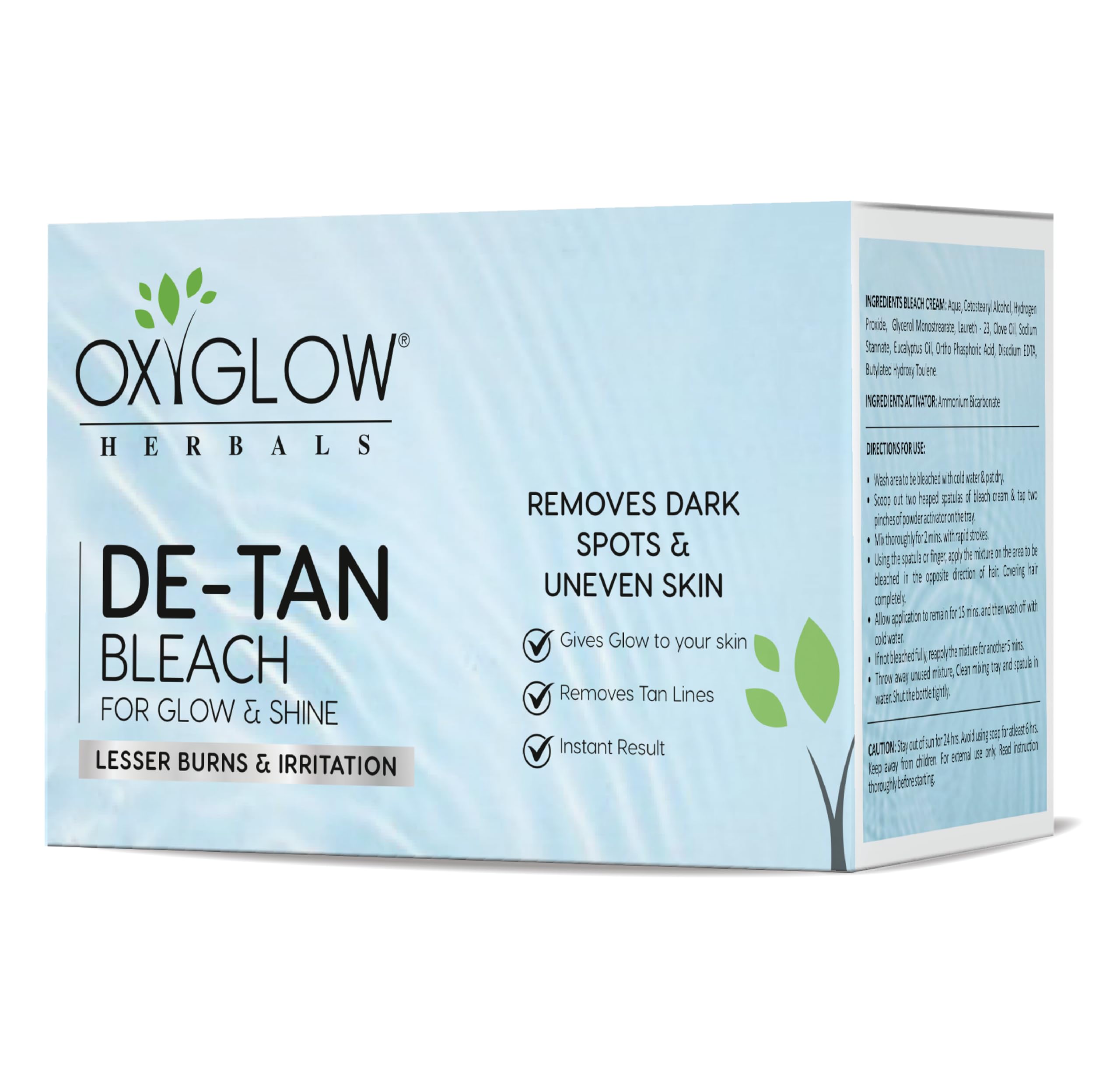 OxyGlow Herbals D-Tan Bleach Cream for Tan Removal,Skin Brightening,Skin Toning & Softening,Moisturization,Remove Dark Spot & Uneven Skin (300G)