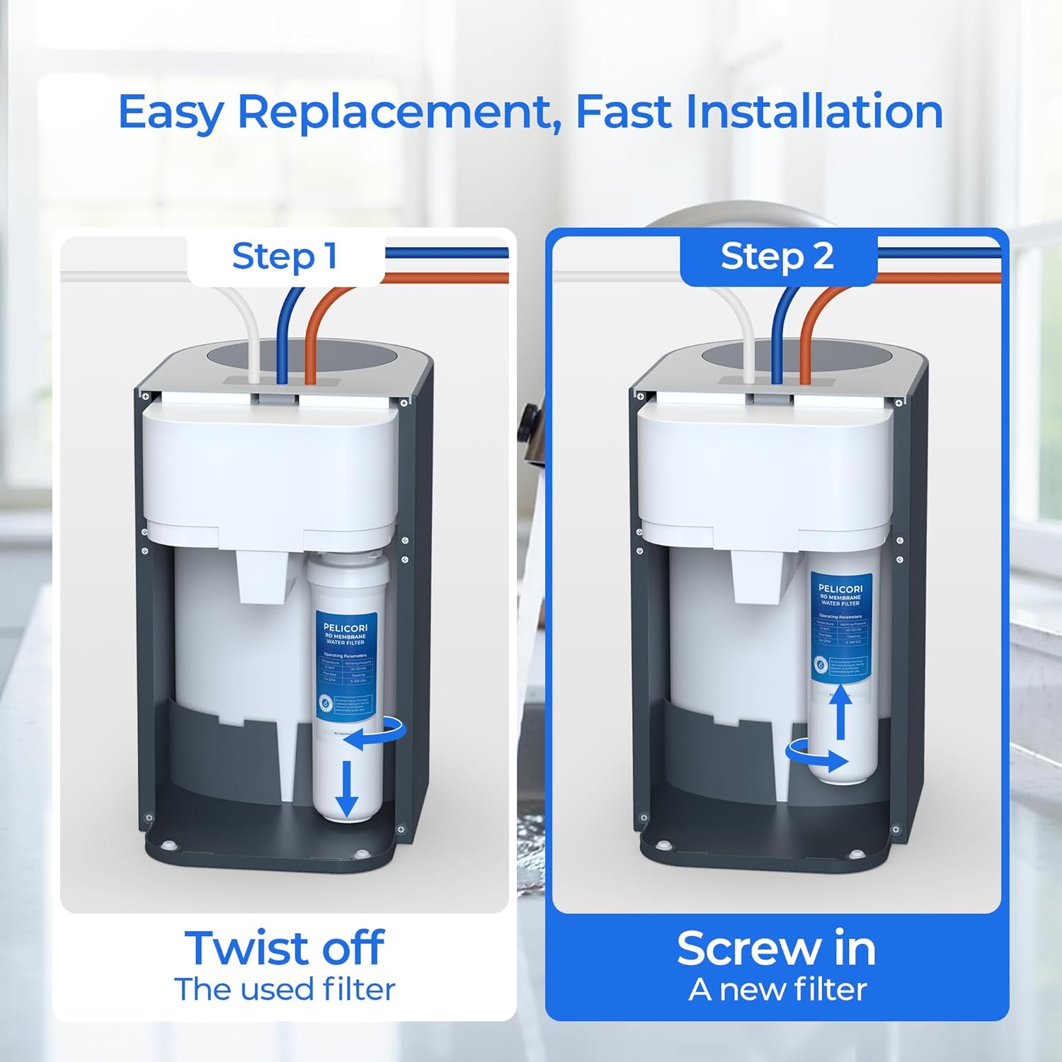 RF-40 RO Membrane Replacement Filter - Compatible with Brondell Circle RC100 Under Sink Reverse Osmosis Filtration Systems (1 Pack, Blue)