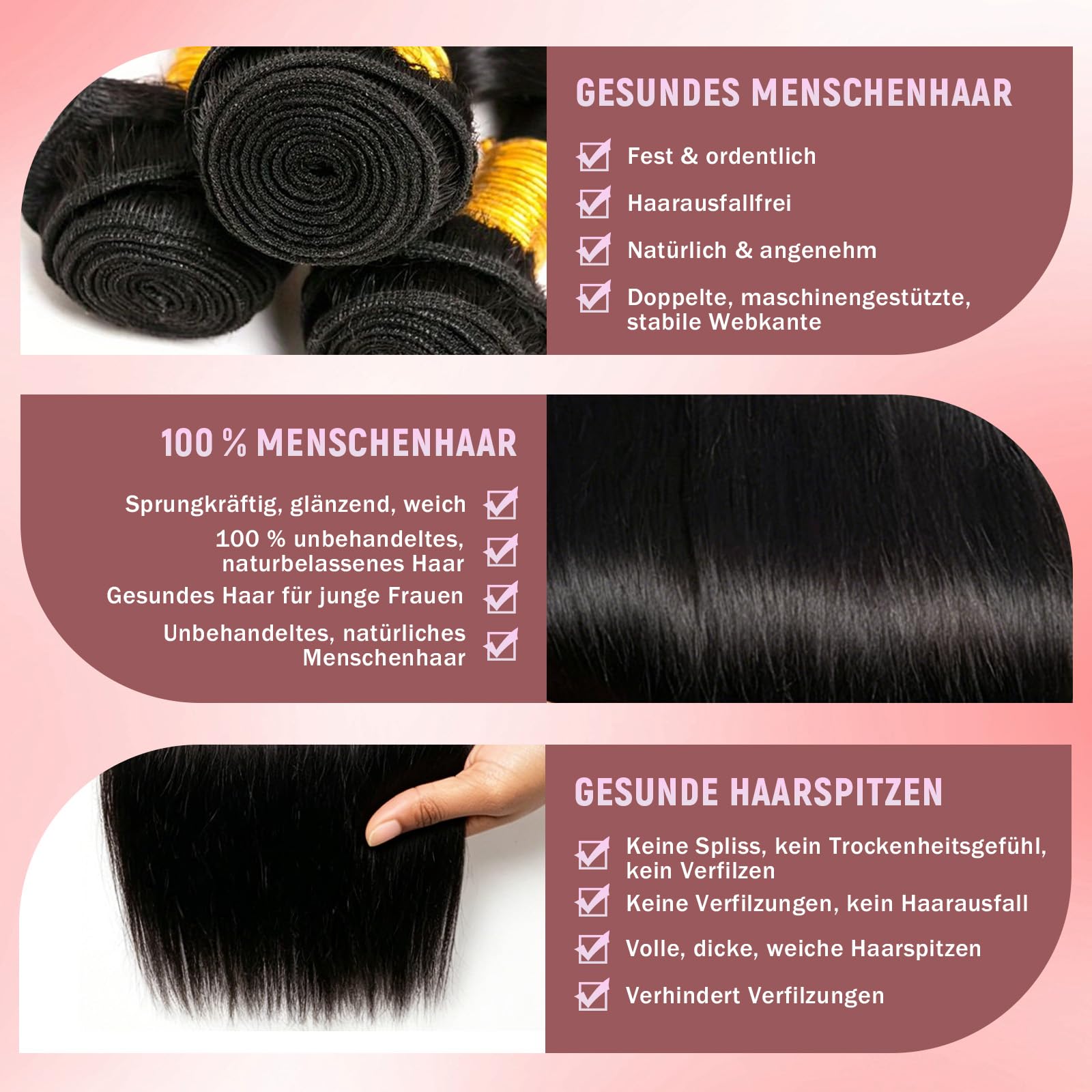 12A Glattes Tressen echthaar zum einnãhen,14 16 18 Zoll 100% unbehandeltes | Black Weft Extensions Echthaar Tressen,Brazilian Echthaar tressen zum einnähen,Gefärbt/Gebleicht/Geglättet,Human Hair Bundles