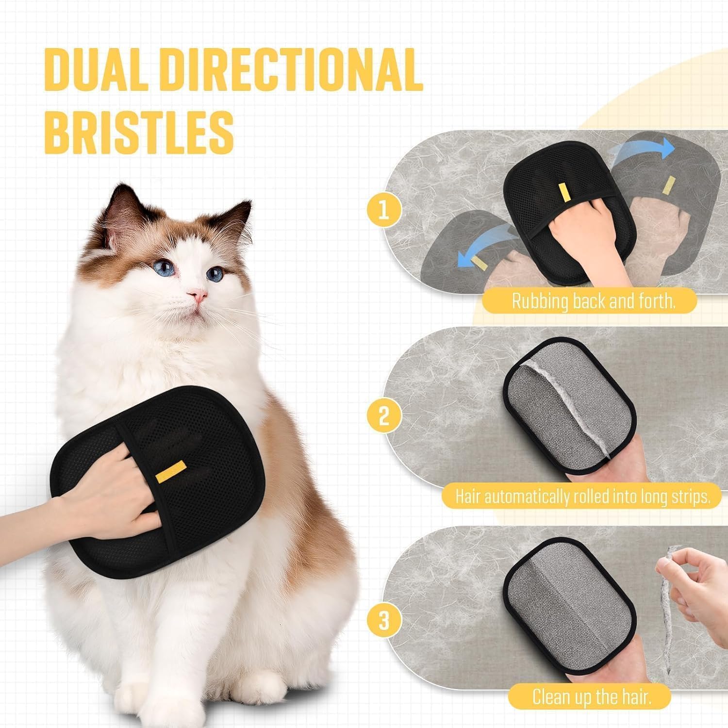 SKYBUCKET Pet Hair Removal Glove for Cats & Dogs, 2025 Newly Upgraded Five-Finger Electrostatic Pet Hair Gloves, Reusable Pet Hair Remover Tool for Clothing, Couch, Carpet, Cat Grooming Gloves-1 PCS 1