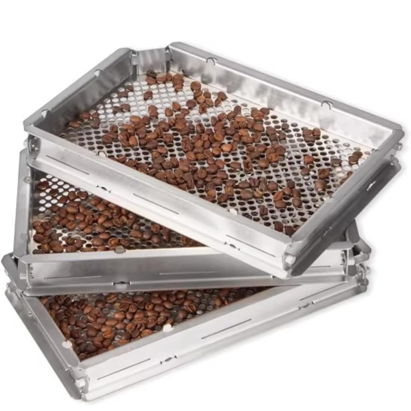 Tamiz de clasificación de granos de café, pantalla de agujero de acero inoxidable, marco de 5 piezas, 10 capas desmontables, para tostadores, laboratorios, entusiastas del hogar