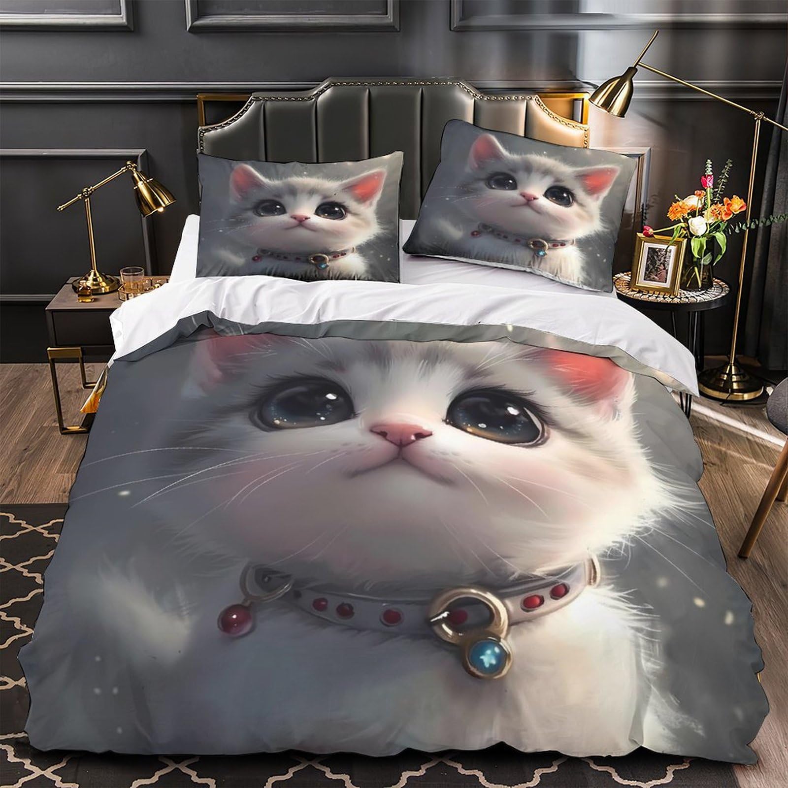 Housse de couette girafe 3D microfibre luxe lit double