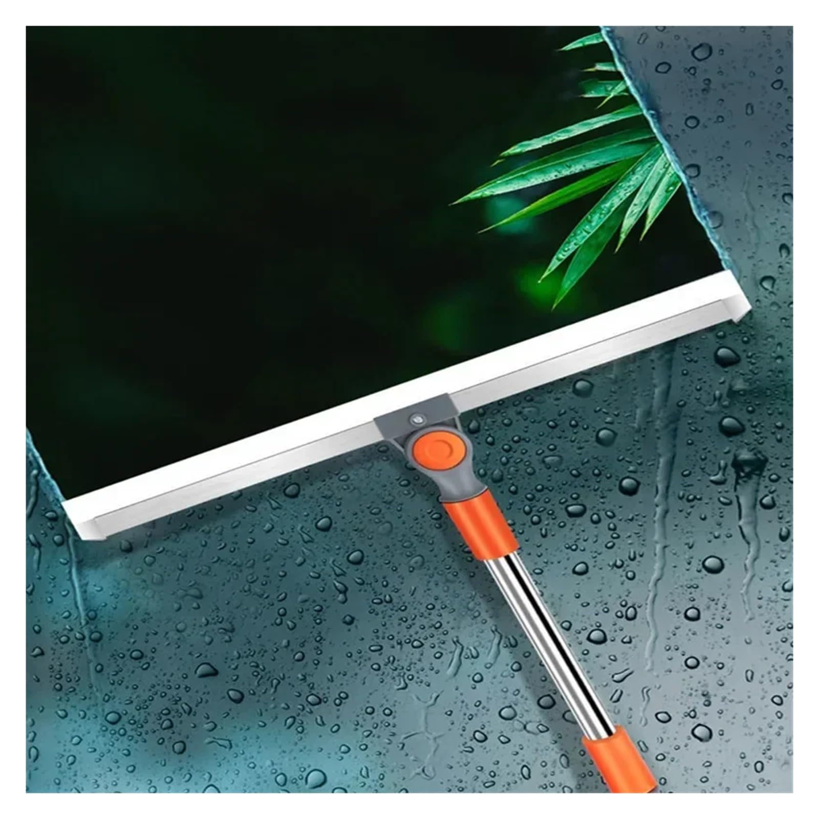 Scopa magica in silicone, spazzola per pavimenti in vetro francese, per finestre domestiche, bagno, spazzola flessibile, manico lungo telescopico (50 cm)