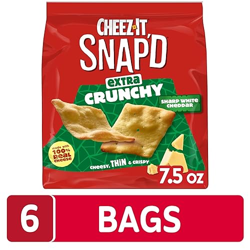 Miniatura 13 de Cheez-It Snap'd, Chips de galletas de queso, patatas fritas finas, aperitivos para el almuerzo, paquete variado, caja de 22.5 onzas (3 bolsas)