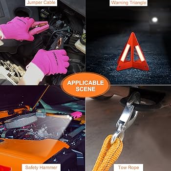 THINKWORK Car Emergency Kit for Teen Girl and Lady's Gifts, Pink