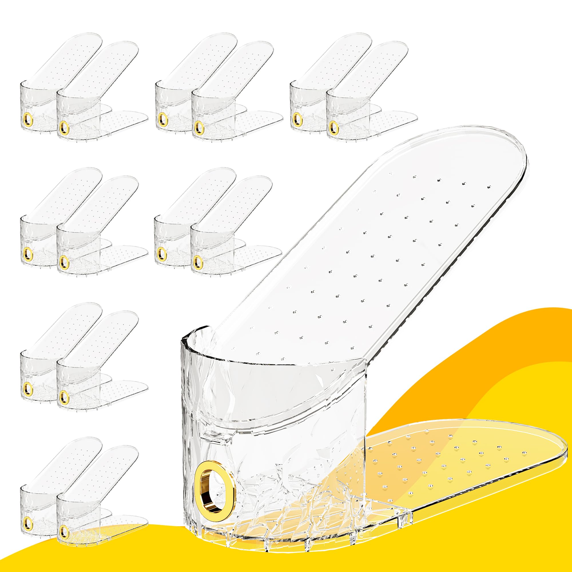 15 Stück verstellbare transparente Schuhschlitz-Organizer, platzsparend, doppellagig, Schuhregal Schuhstapler für Schuhaufbewahrung Schuhorganizer, stapelbarer Schuhhalter für Sneakers, Absätze un