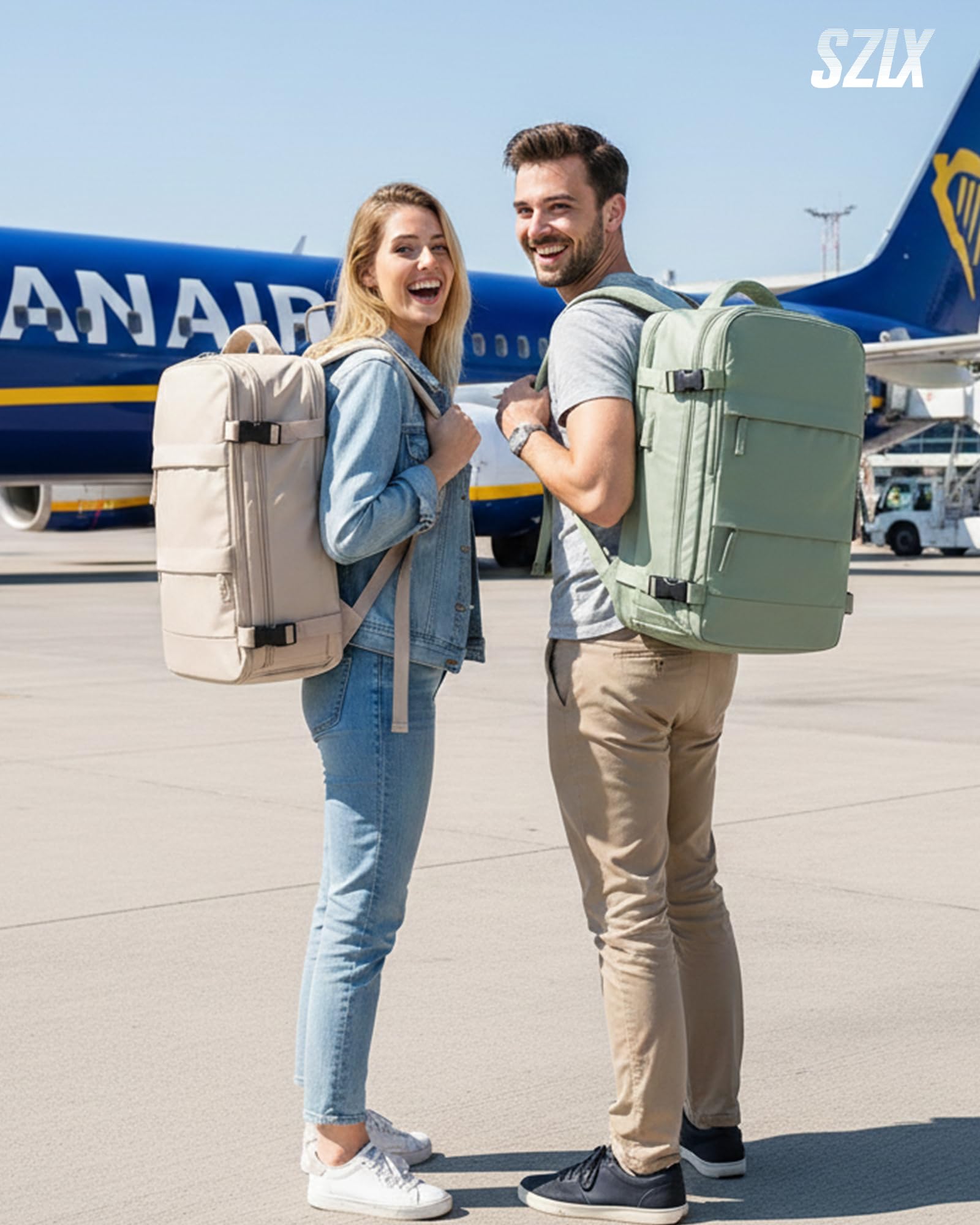 SZLX Zaino A Vuoto Bagaglio A Mano Donna, Zaino Airbag Con Sistema Di Vuoto Per Viaggi, Ryanair Viaggio Ruscksack Dimensione Cabina Con Pompa Impermeabile Uomo Valigia A Vuoto