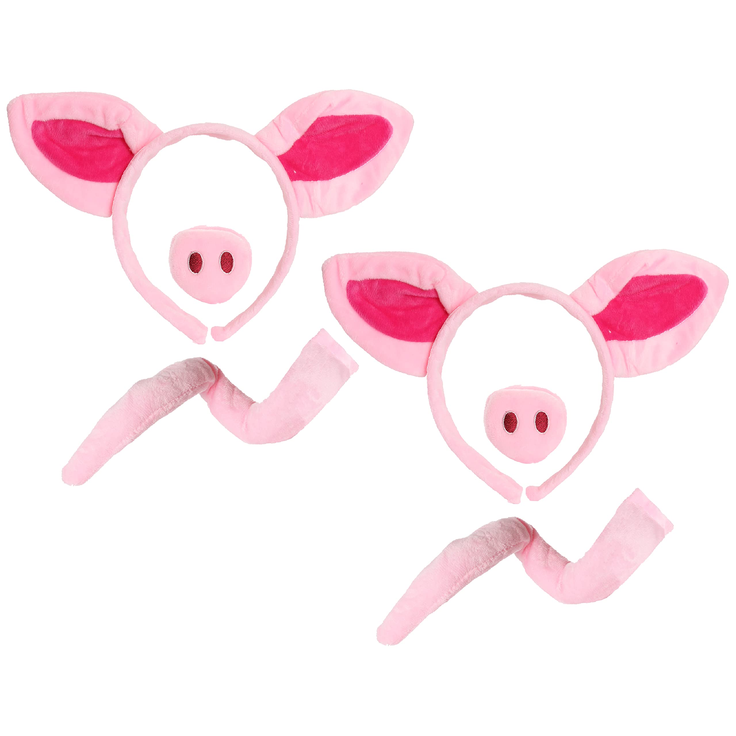 I LOVE FANCY DRESS Pig Costume Accessory Kit - Pink Ears on Headband, Fake Nose and Tail - One Size Fits Most - Pack of 2