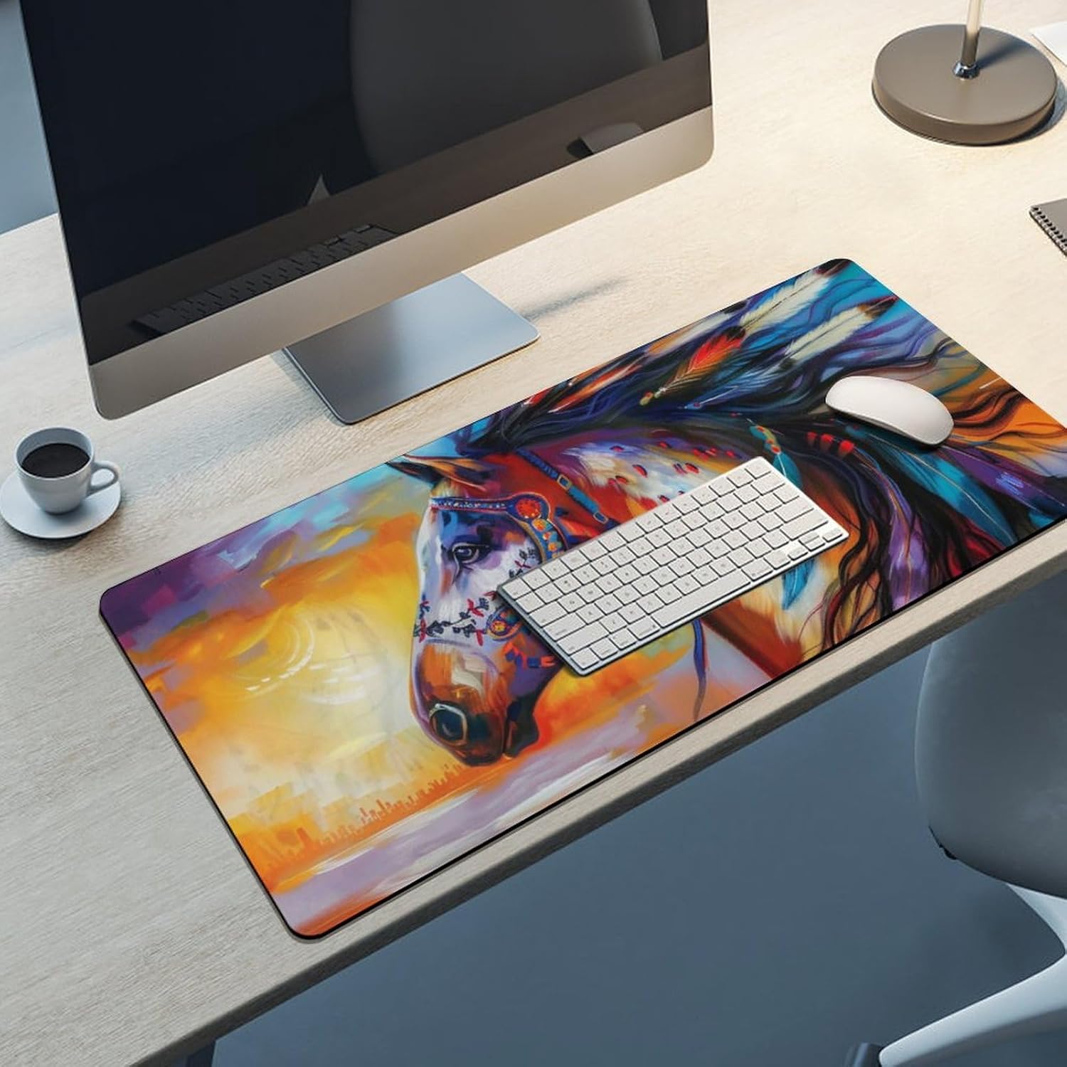 Large Mouse Pad Gaming Mousepad Exotic Gorgeous Animals Horse Elegant Colorful Desk Mat Big Mousepad Extended Keyboard Computer Pad Office Desk Organizers and Accessories 40x90cm