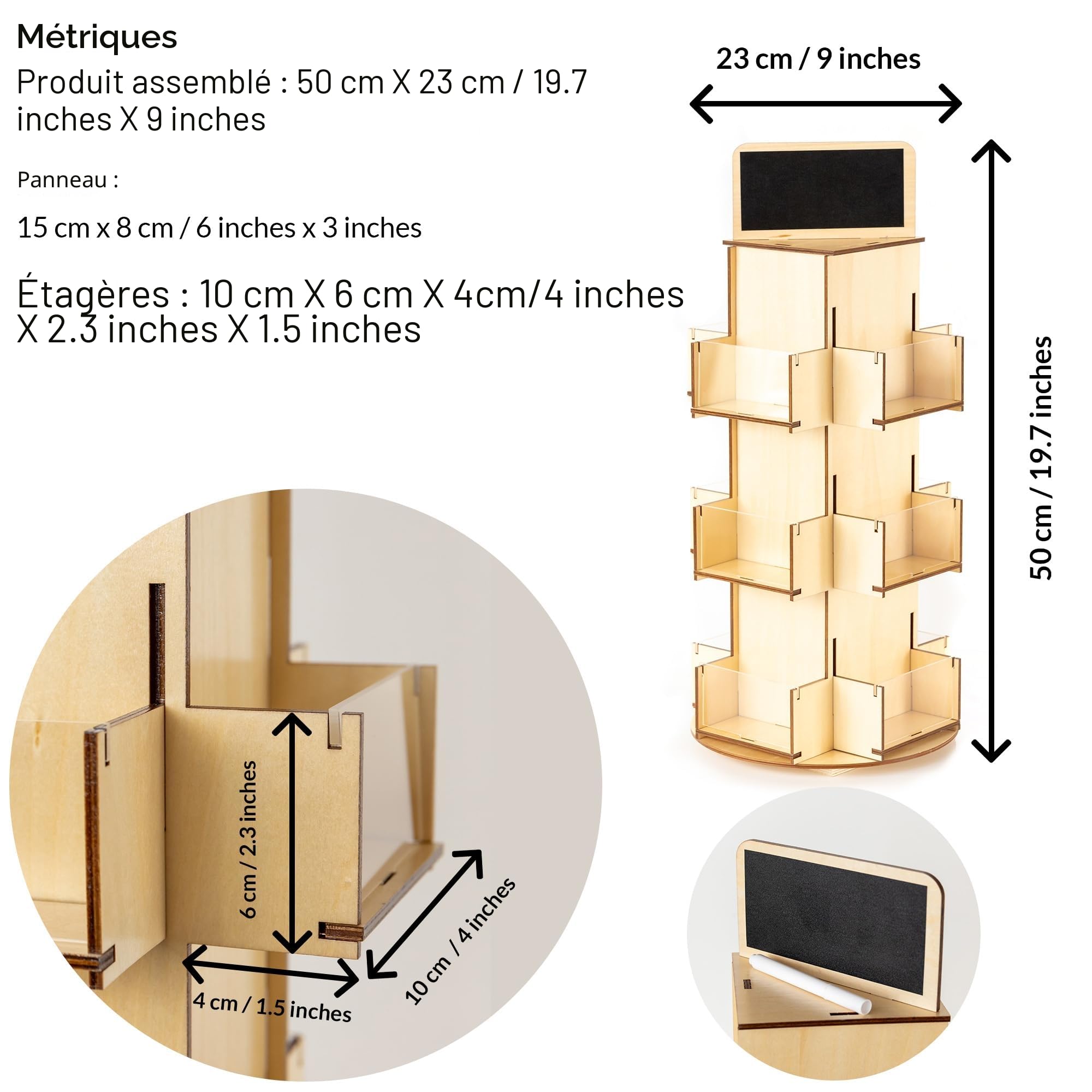 Présentoir à Autocollants | Présentoir Rotatif de Table en Bois | Présentoir Cartes Vendeurs | Présentoir d'organisation pour détaillants | Tourniquet Carte Postale | Présentoir Cartes de Vœux