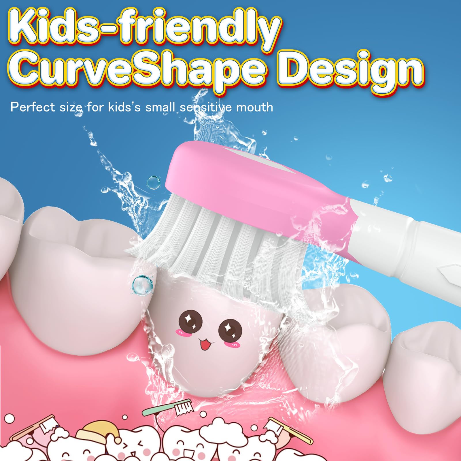 Kids zapasowe szczoteczki kompatybilne z Philips Sonicare mini szczoteczki do zębów dla dzieci, od 3-5 lat, różowe/zielone, 4 sztuki