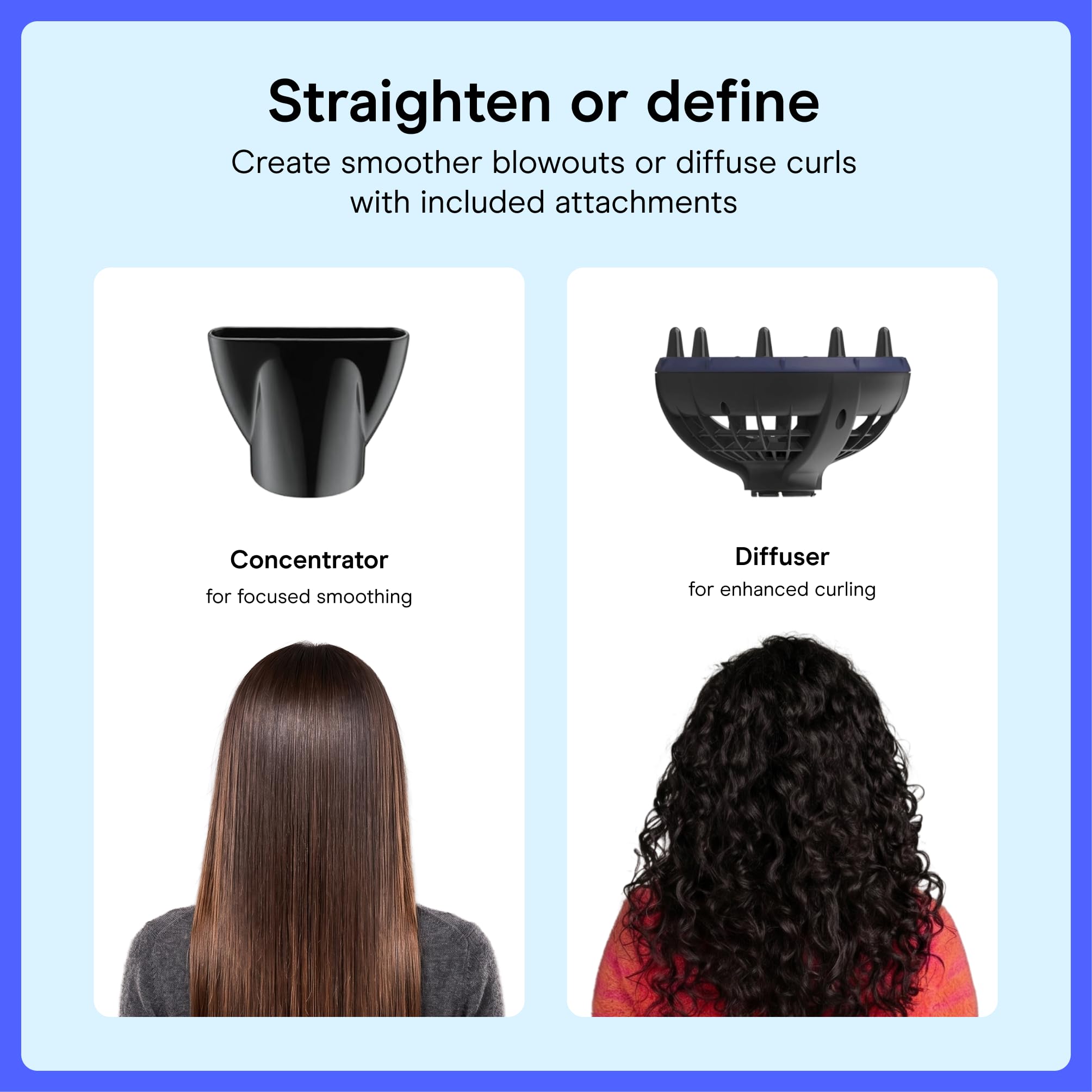 Conair Hair Dryer with Multi-Chamber Hair Diffuser Attachment Dark Blue | 1875W blow dryer for curly coily and wavy hair ionic and ceramic technology help reduce frizz and protect curls product thumbnail 5