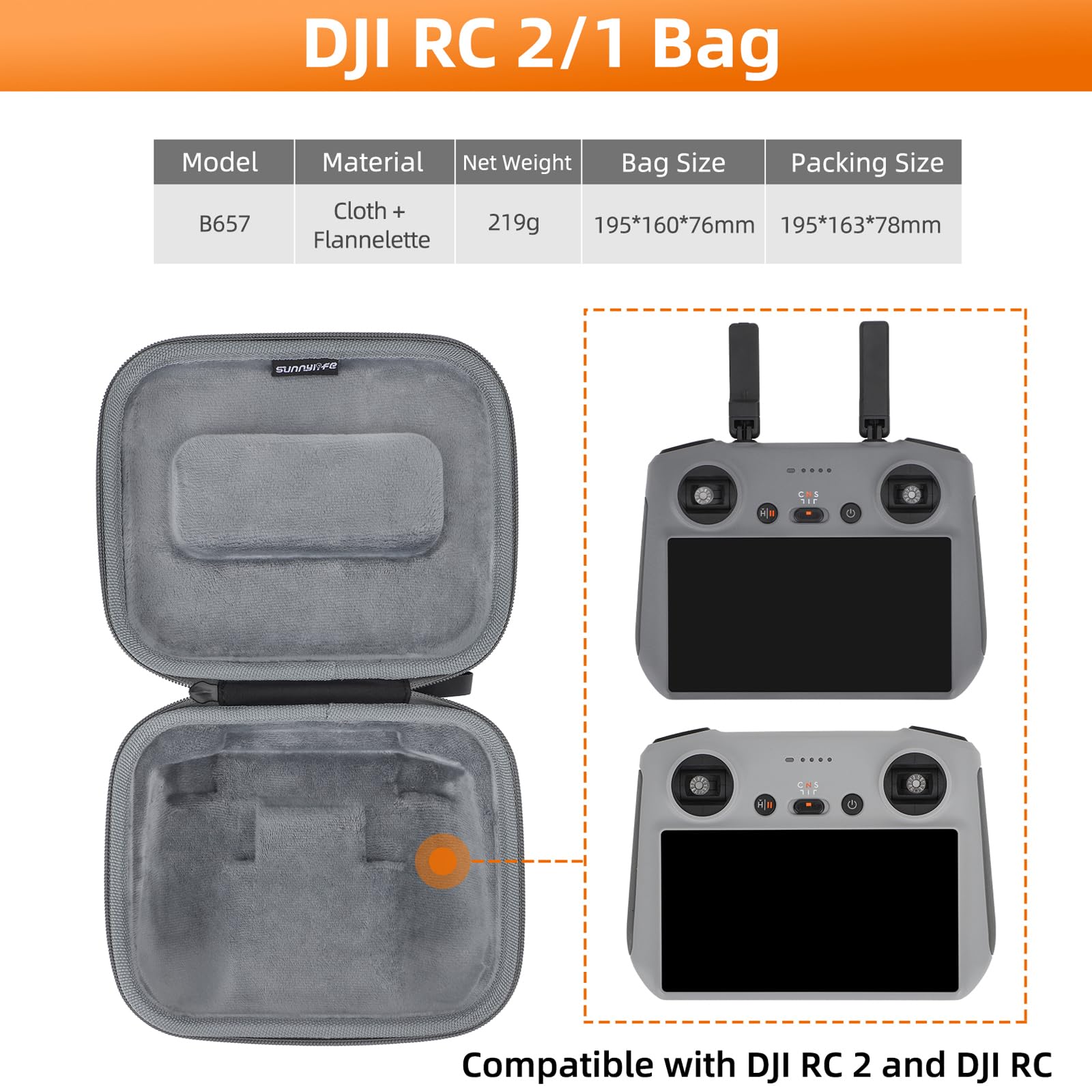 ZJRXM Bolsa para DJI Mini 4 Pro Drone Accesorios, RC 2 Bolsa RC-N2 Bolsa de viaje portátil Bolsa de viaje para DJI Mini 4 Pro, For Dji Rc 2, AS SHOW, Mochila