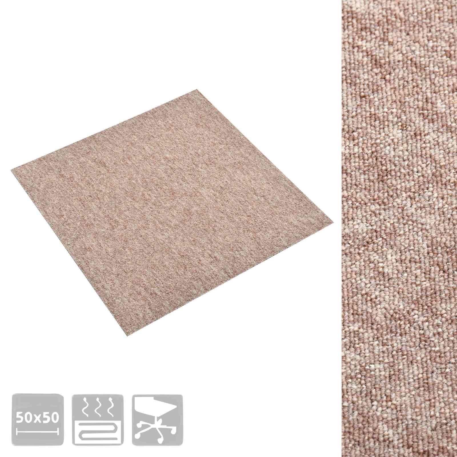 Teppichfliesen Set 20 Stück Beige 50x50 cm 100% Polypropylen Modernes Design Robust und Langlebig für Living Room Bedroom Küche Flur