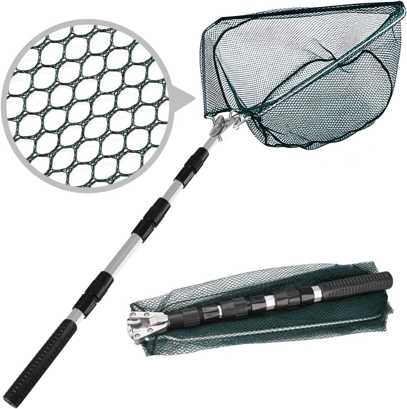 Fishing Landing Net Telescope Foldable Collapsible Extensible for Bird Fish Catch Release Lightweight Portable Aluminum Alloy Frame Handle