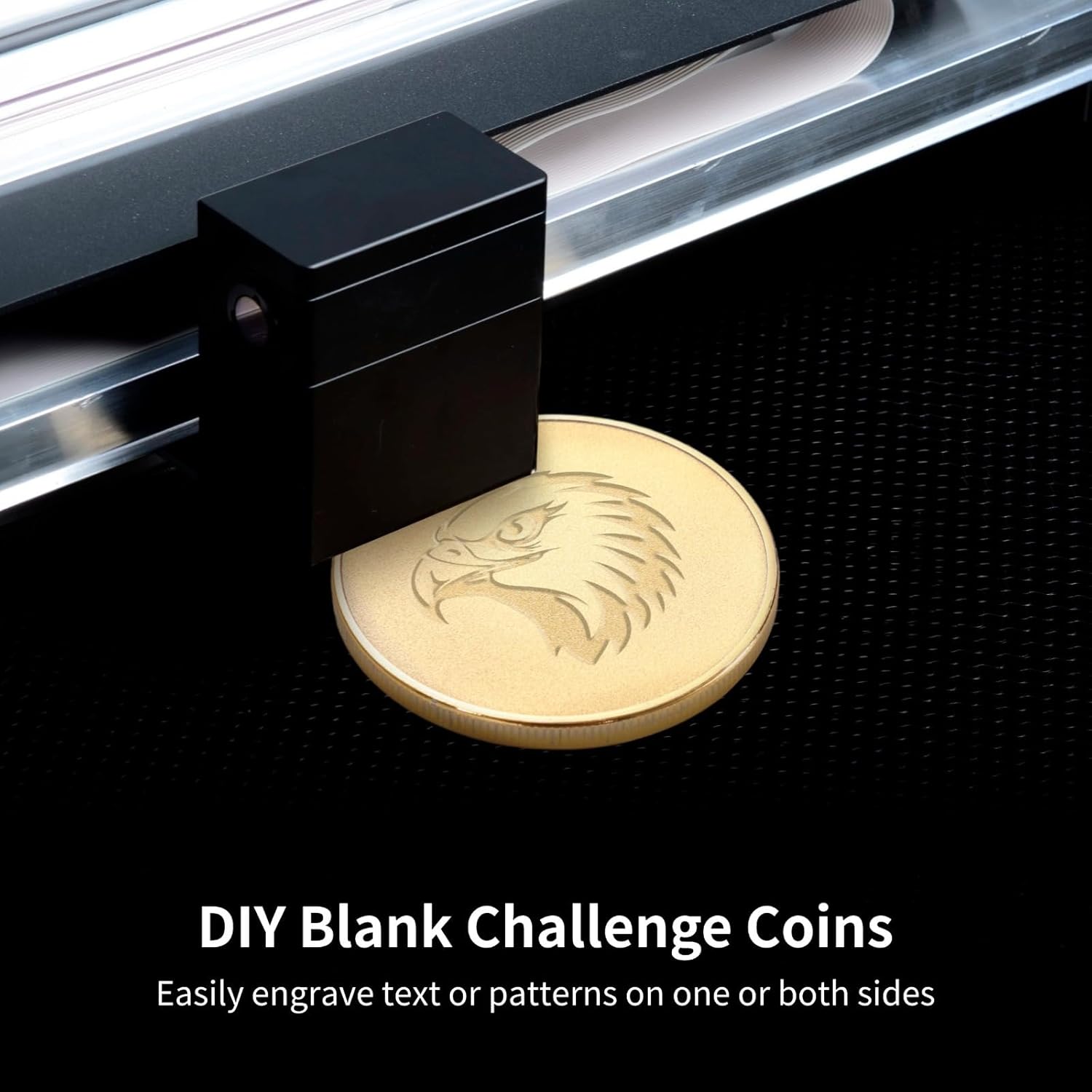 10 Blank Challenge, 40Mm Threaded Edge Golden Metal, Solid Engraving for DIY, Birthday Travel Collectibles with Protective Case