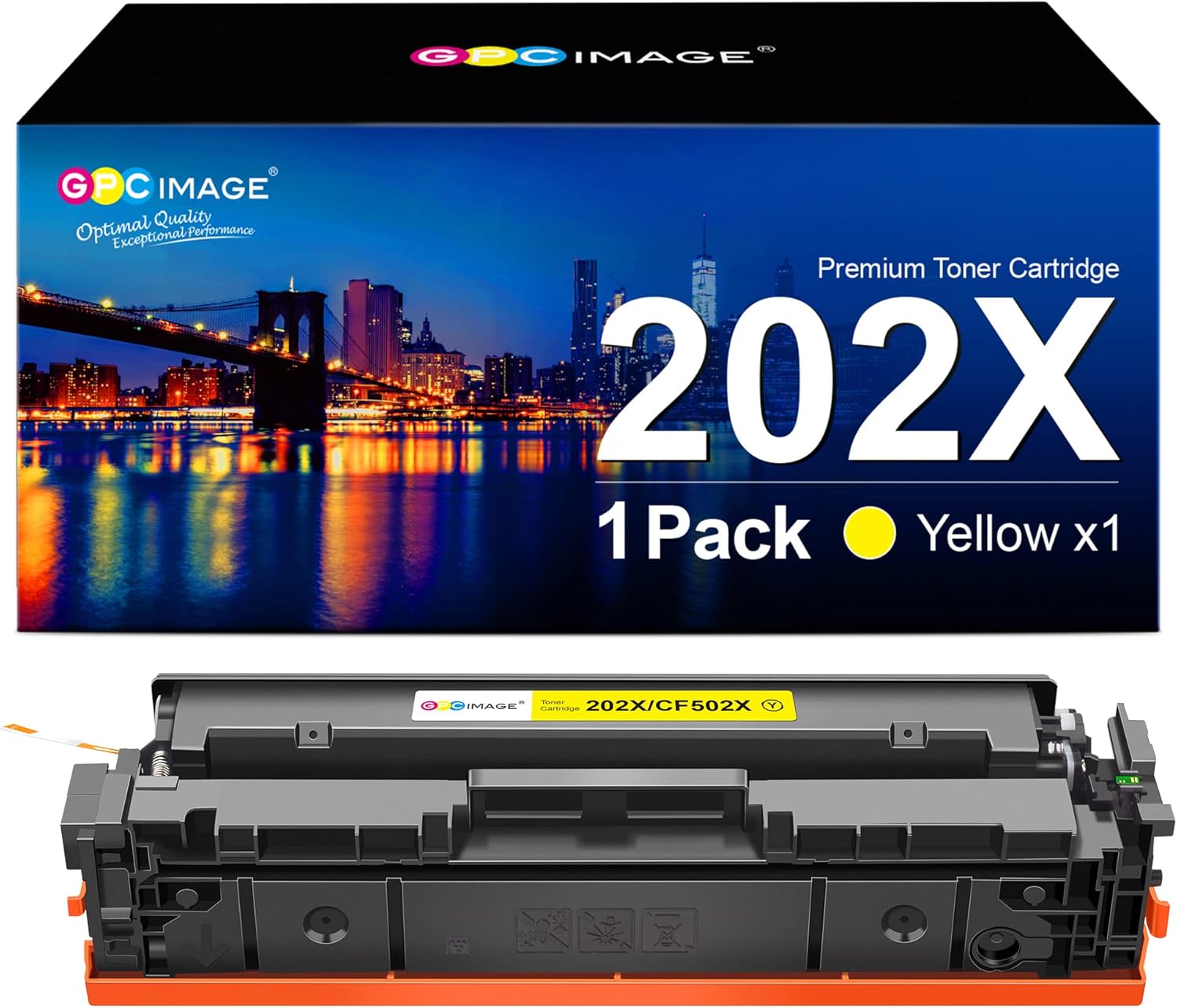GPC Image Compatible Toner Cartridge Replacement for HP 202X 202A CF500X CF500A Compatible with LaserJet Pro MFP M281fdw M254dw M281cdw M281 M281dw M280nw Toner Printer Tray (1 Yellow Pack)