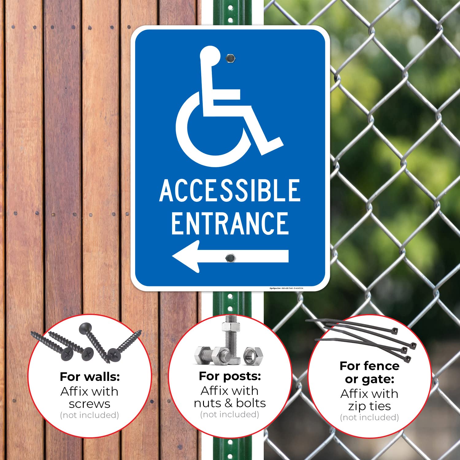 Accessible Entrance Left Sign, 18x24 Inches, Rust Free .063 Aluminum, Fade Resistant, Easy Mounting, Indoor/Outdoor Use, Made in USA