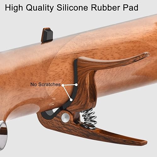 Vista 11 de DOMMI Cejilla para guitarra acústica, eléctrica, ukelele, bajo (negro+palisandro)