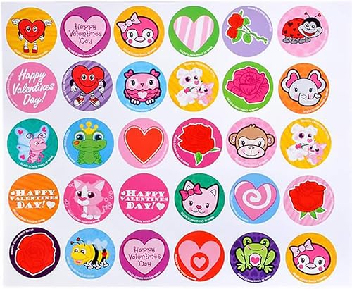 Miniatura 3 de Pegatinas en rollo surtidas de feliz día de San Valentín, 1.5 pulgadas (500 rollos)