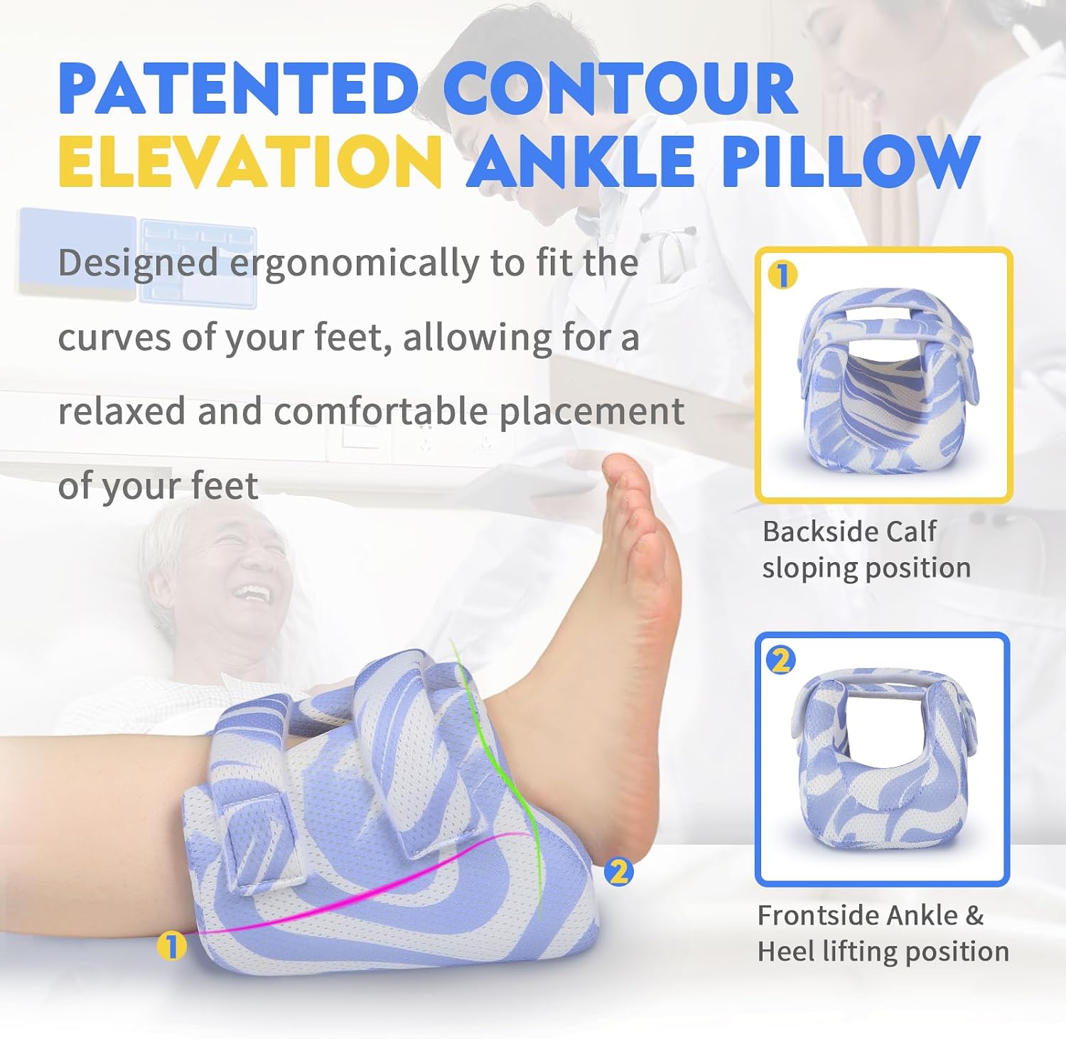 Colorful Pattern 3D Heel Protectors for Bedridden Patients, Heel Pressure Relief Pillow Cushion, Foot Support Boots for Bed Sore Prevention & Comfort Care
