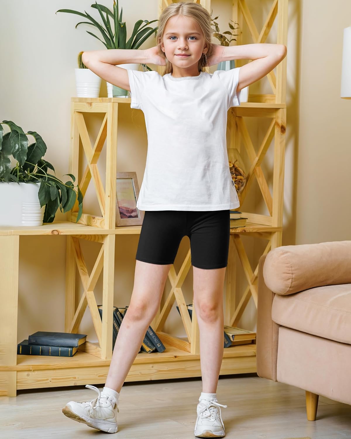 3 Pack Girls Bike Shorts Kids Cotton Cartwheel Athletic Gymnastics Shorts for Running Dance - Image 3