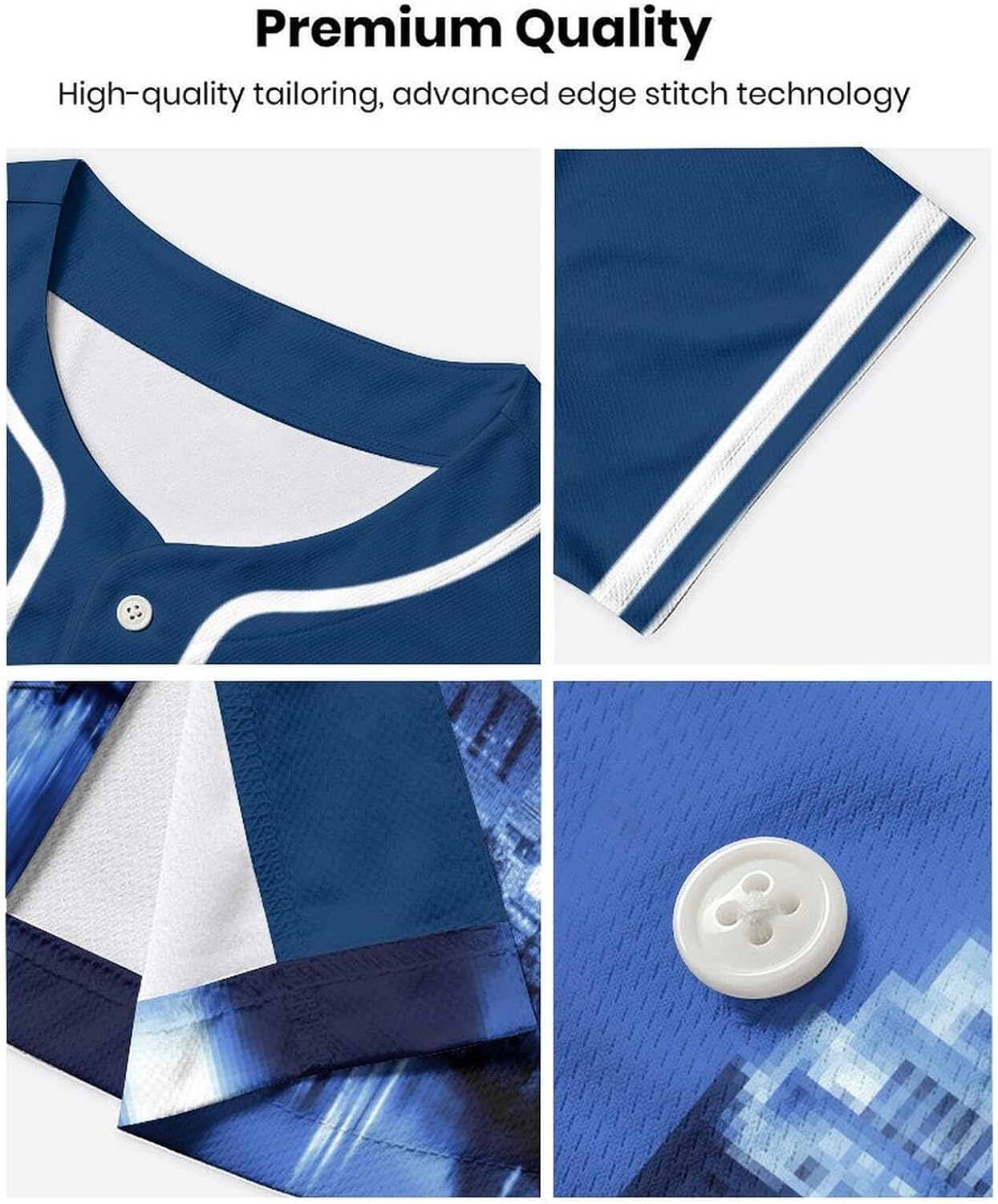 Baseball City Night Skyline Jersey Shirt Printing Apparel for Men Fans Gifts M Blue Red - Image 5