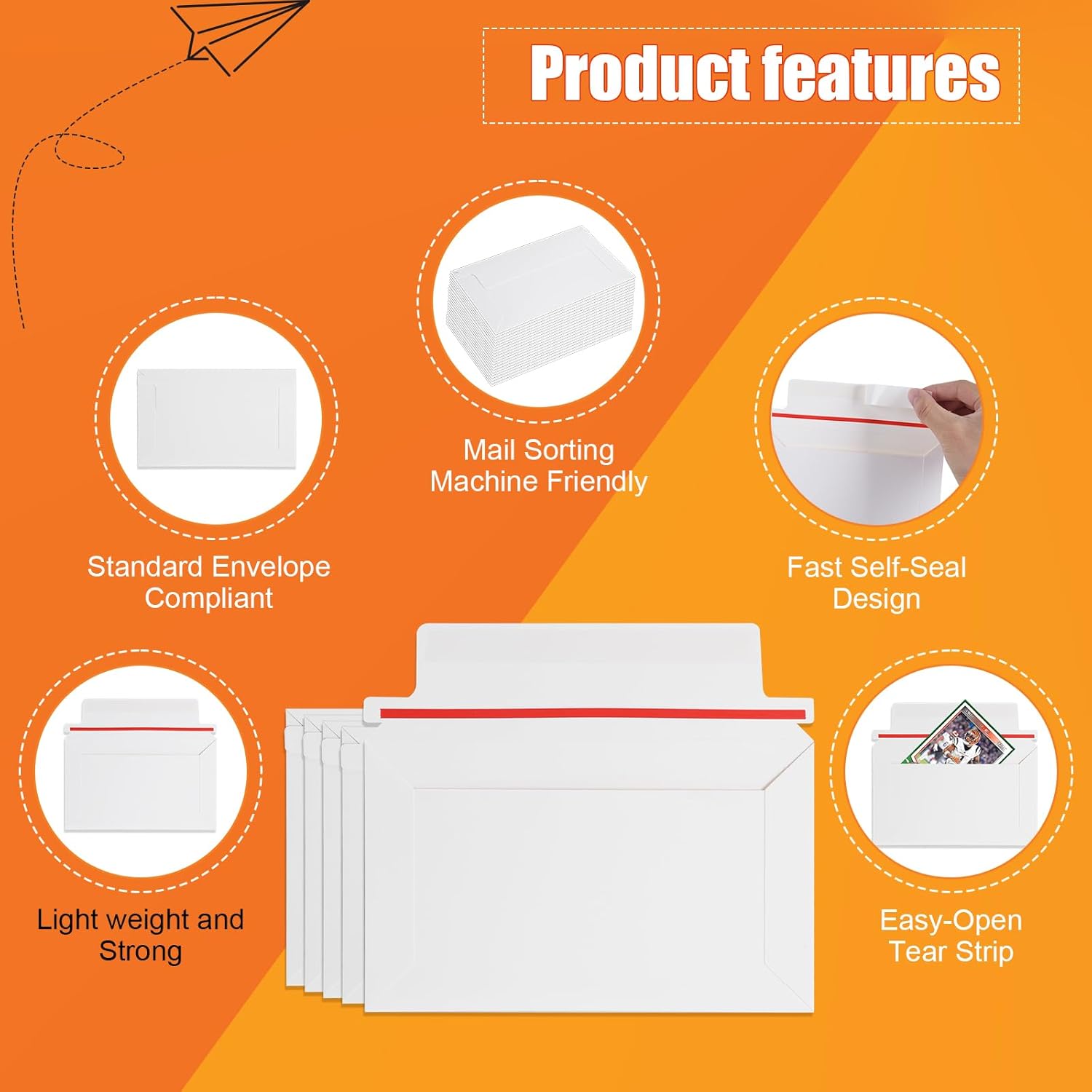 100 Pack Card Shipping Envelopes, 7 x 4.35 Inches Trading Cards Self Adhesive Mailers, Trading Card Mailers for Shipping, Fit for Semi Rigid Sleeves Toploaders and Ding Defend Protectors - Image 5