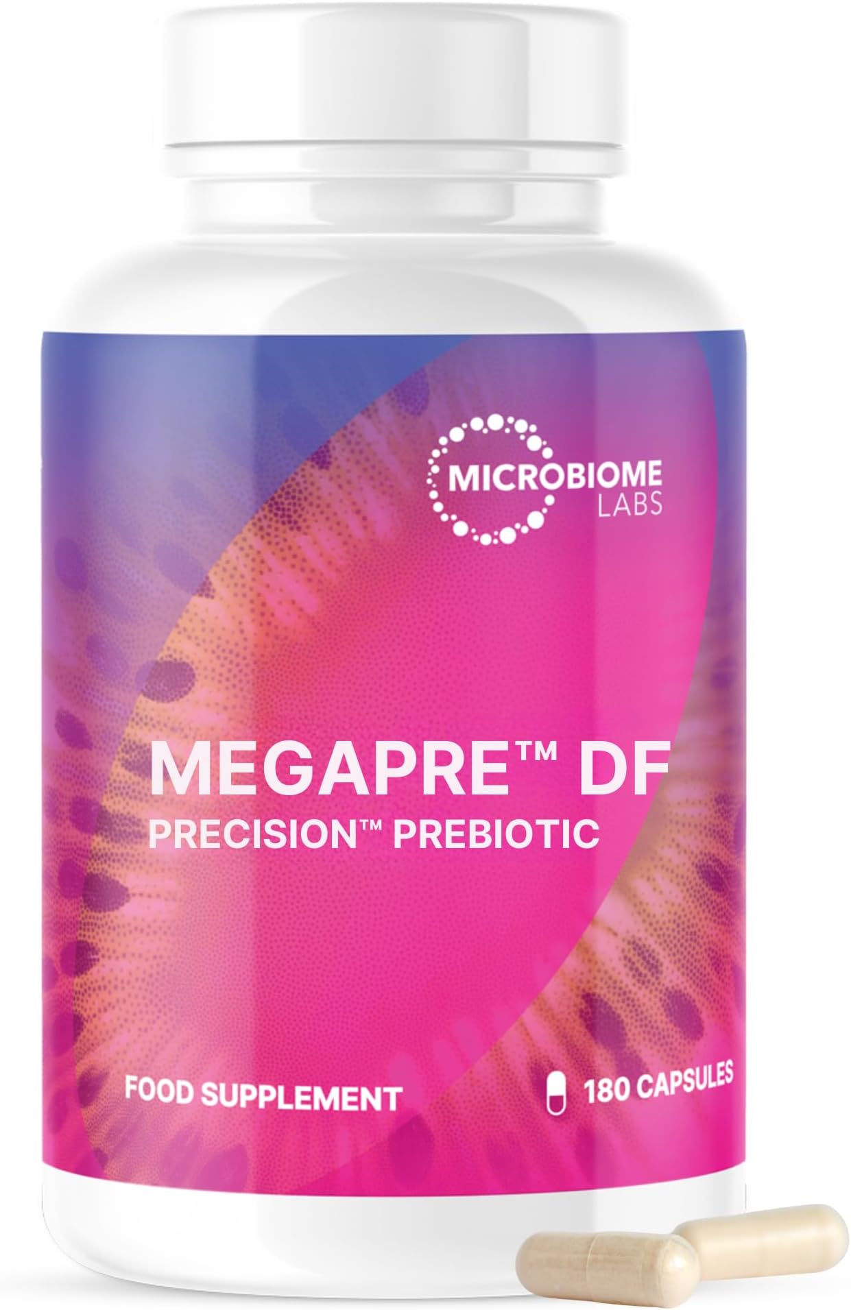 Microbiome Labs MegaPre DF - Dairy-Free Prebiotic Fibre Supplement for Gut Health with Clinically Tested Oligosaccharides – Prebiotics for Akkermansia muciniphila & Microbial Diversity (180 Capsules)
