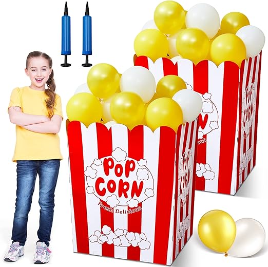 Giant Popcorn Box with Balloons and Balloons Pump Large