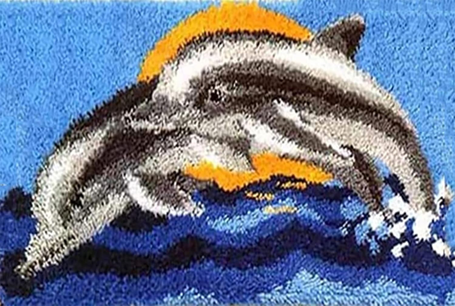 YOOTOM Latch Hook Rug Kits for Adult and Starter,DIY Handmade Dolphin Rug Making Kits with Color-Printed Canvas,Arts Carpet Tapestry for Festival Gift Home Decoration 23.6" X 15.8"