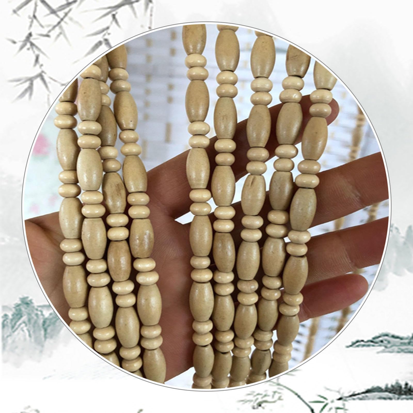 Xrdbfd 35Strands Beaded Door Curtains, Natural Wood Beaded Door Curtains, Anti-Fly String Bead Curtains For Doorways Windows, Bamboo Beaded Curtains, Partition Decorative Panels,-70X180cm
