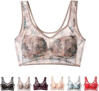 2PCS Ice Silk Lace Cooling Comfort Bra,Lace Buttonless Comfortable Bra,Seniors Bras for Women,Lace Bandeau Bra