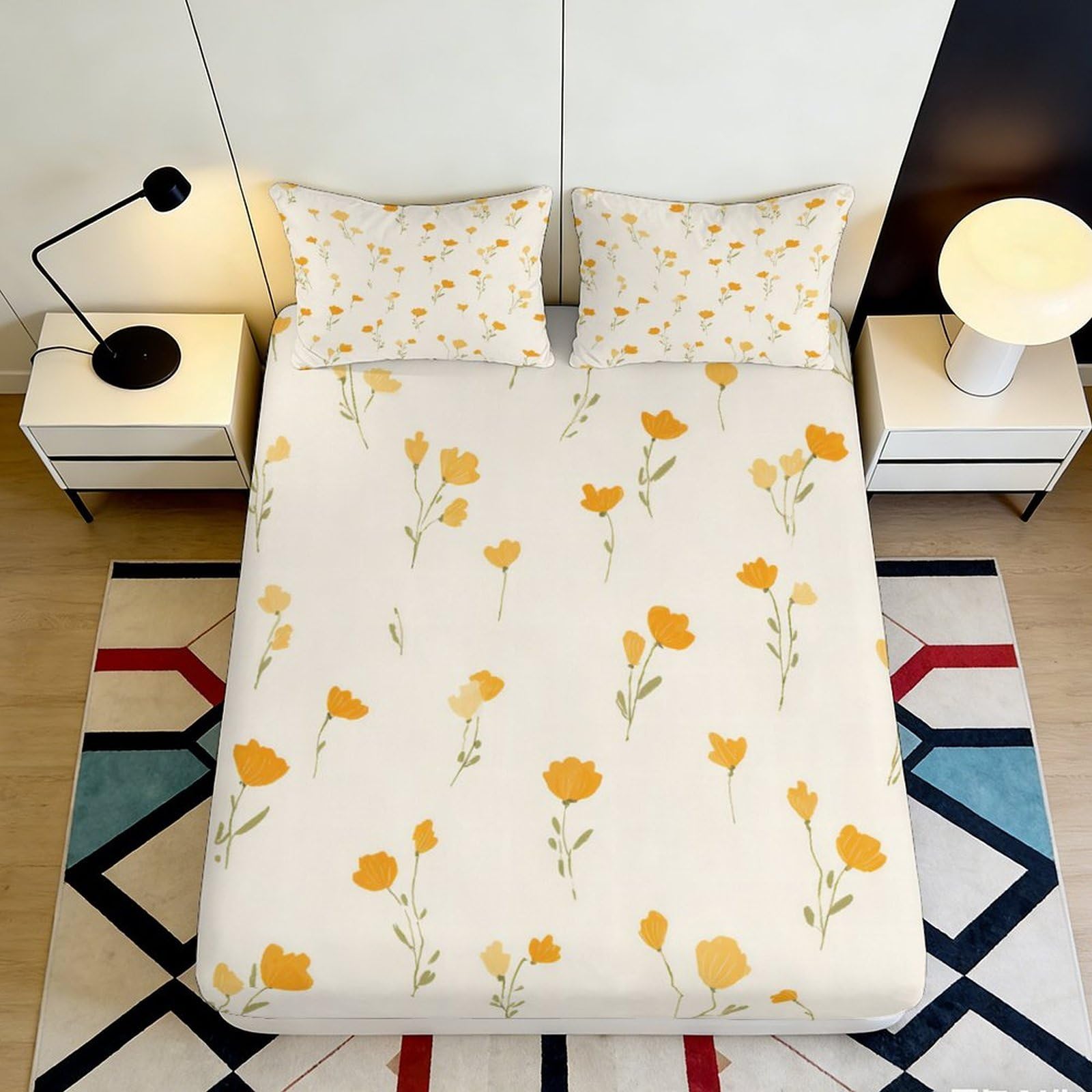 3D Printed Forest Deer Fitted Sheet Microfiber Deep Pocket Non-Slip Woodland Mattress Fitted Cover Washable for Adults 120x200x25cm