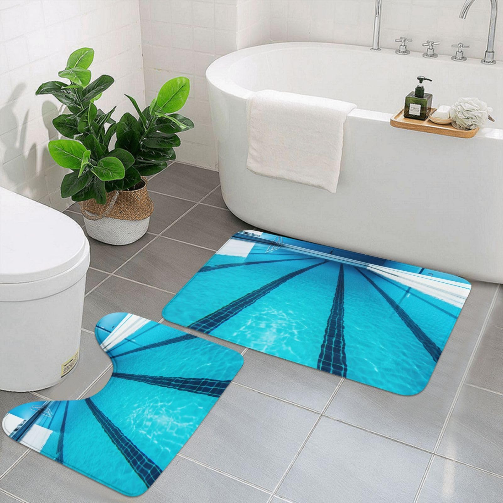 Tapis de bain antidérapants lot de 2 en U pour éviter les glissades noir