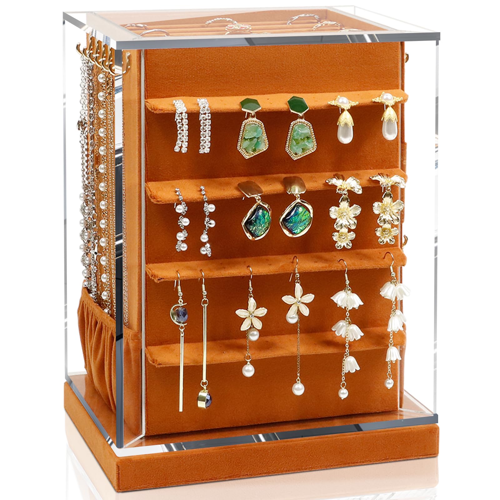 Grand présentoir à bijoux rotatif pour coiffeuse de chambre