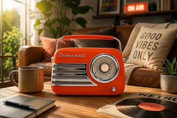 Retro Tasarımlı Bluetooth FM Radyo - HAVANA (TURUNCU)