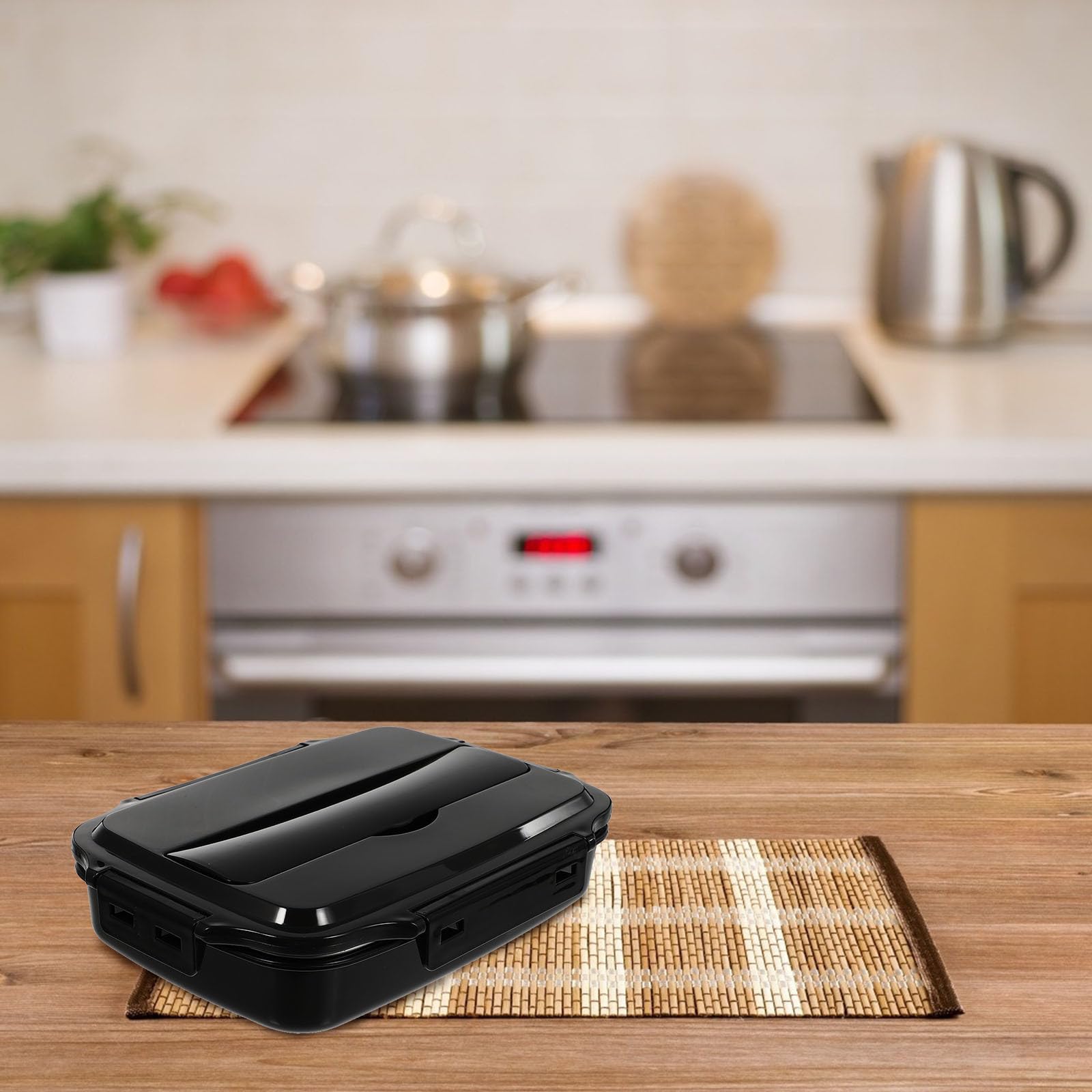 Lunch Box in Acciaio Inossidabile 1 Pezzo Nero Scomparti