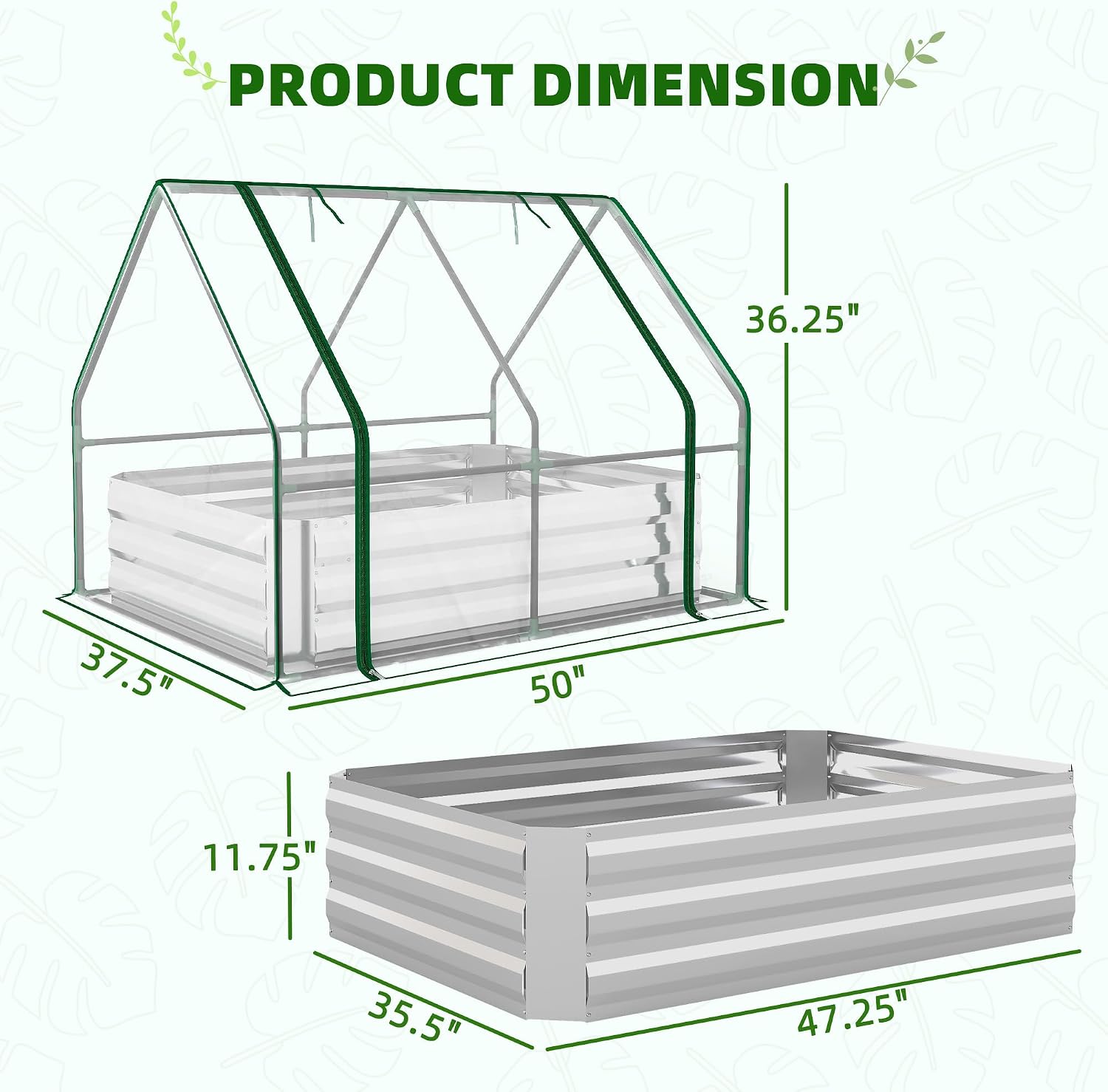 Outsunny 4 x 3 x 3ft Raised Garden Bed with Mini Greenhouse, Galvanized Raised Garden Bed with Cover for Herbs and Vegetables, Small Greenhouse for Patio Garden Balcony, Clear and Gray