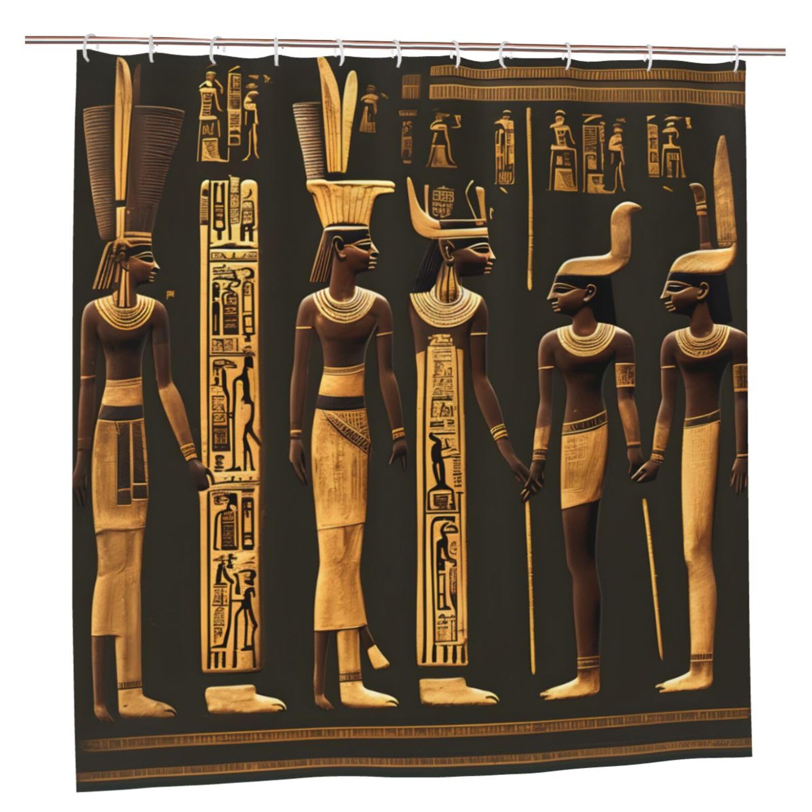 Rideau de douche hiéroglyphe égyptien en polyester 183x183 cm avec 12 œillets