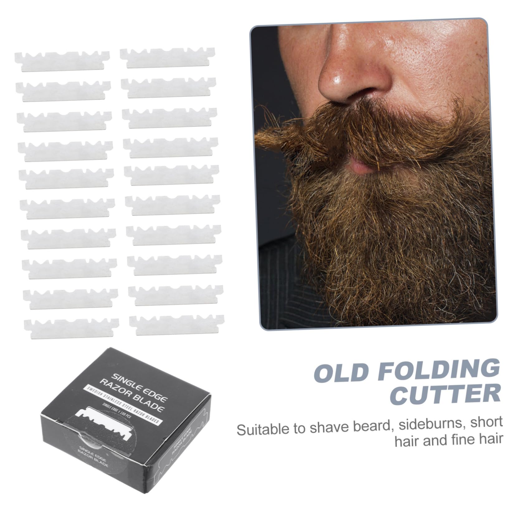 Lames de Rasoir Pliantes en Acier Inoxydable Argenté, 100 Pièces | Rasage Domestique, Barbe, Poils Fins, Usage Maison et Salons, Format Portable, Coupe Ancien, Barbier