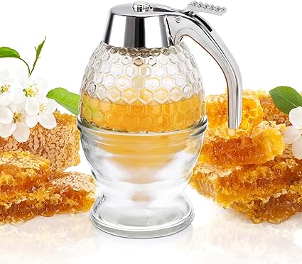 Honey Dispenser No Drip With Stand Honey Jars 180Ml Maple Syrup Dispenser Honey Containers Diamond-Shaped Honey Pot Sauce Bottles - View #8