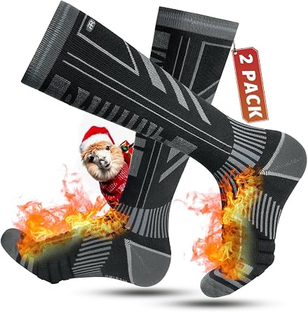 Rahhint Alpaca Wool Winter Warm Ski Socks for Men Women Cold Weather Compression Thermal Socks 2 Pairs for Snowboard Hiking