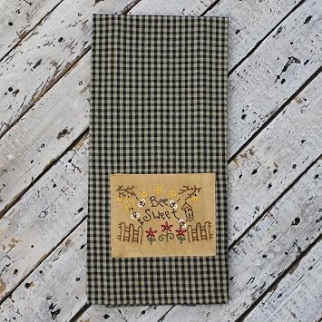 Bee Sweet Black Farmhouse Kitchen Towels 18" x 28" Primitive Cotton Dish Towel for Home Decor