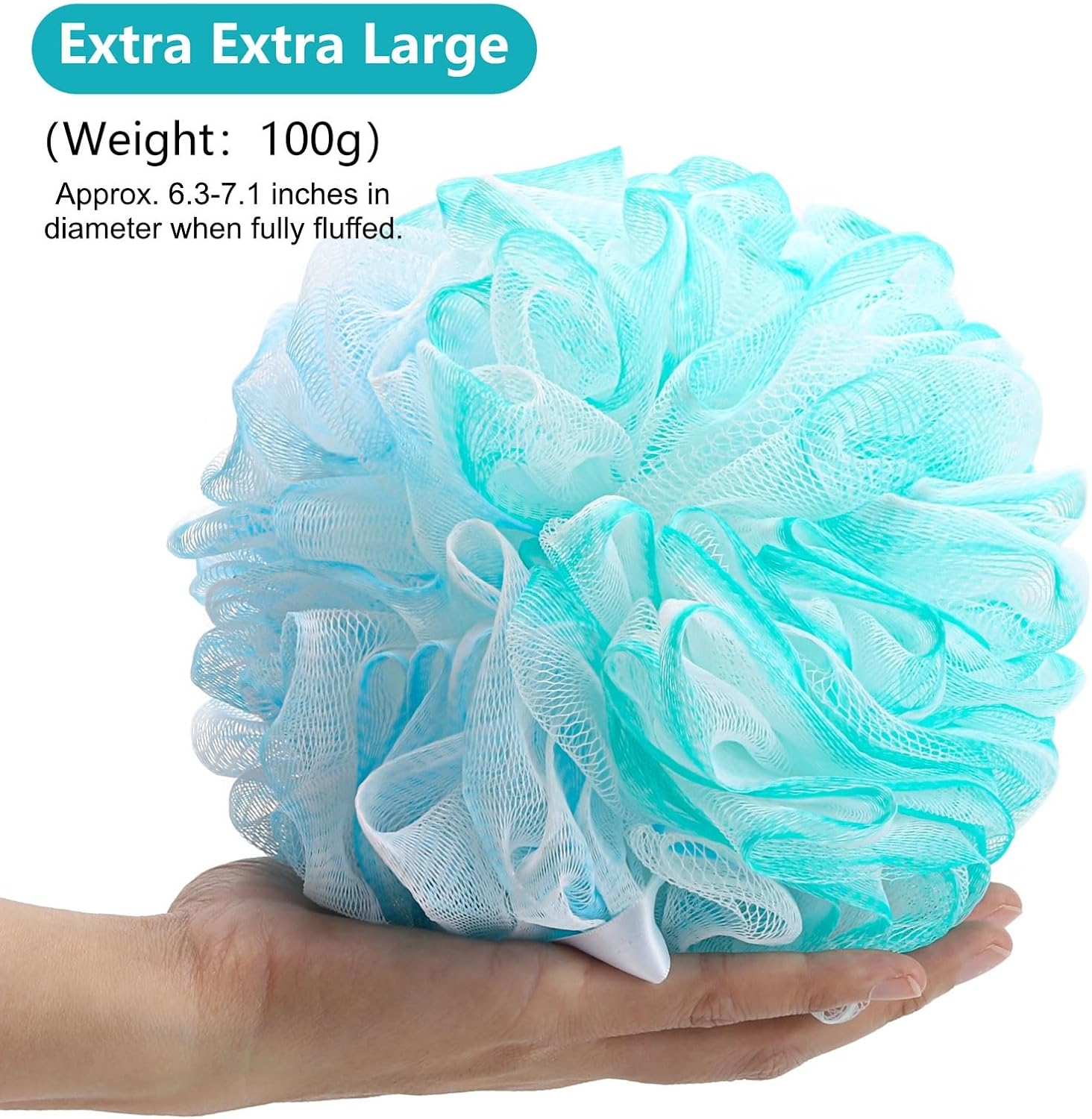 BTYMS XXL Large Loofah Bath Sponge 100g/pc, Exfoliating Mesh Pouf Bath Scrunchies Shower Puffs - Pack of 4
