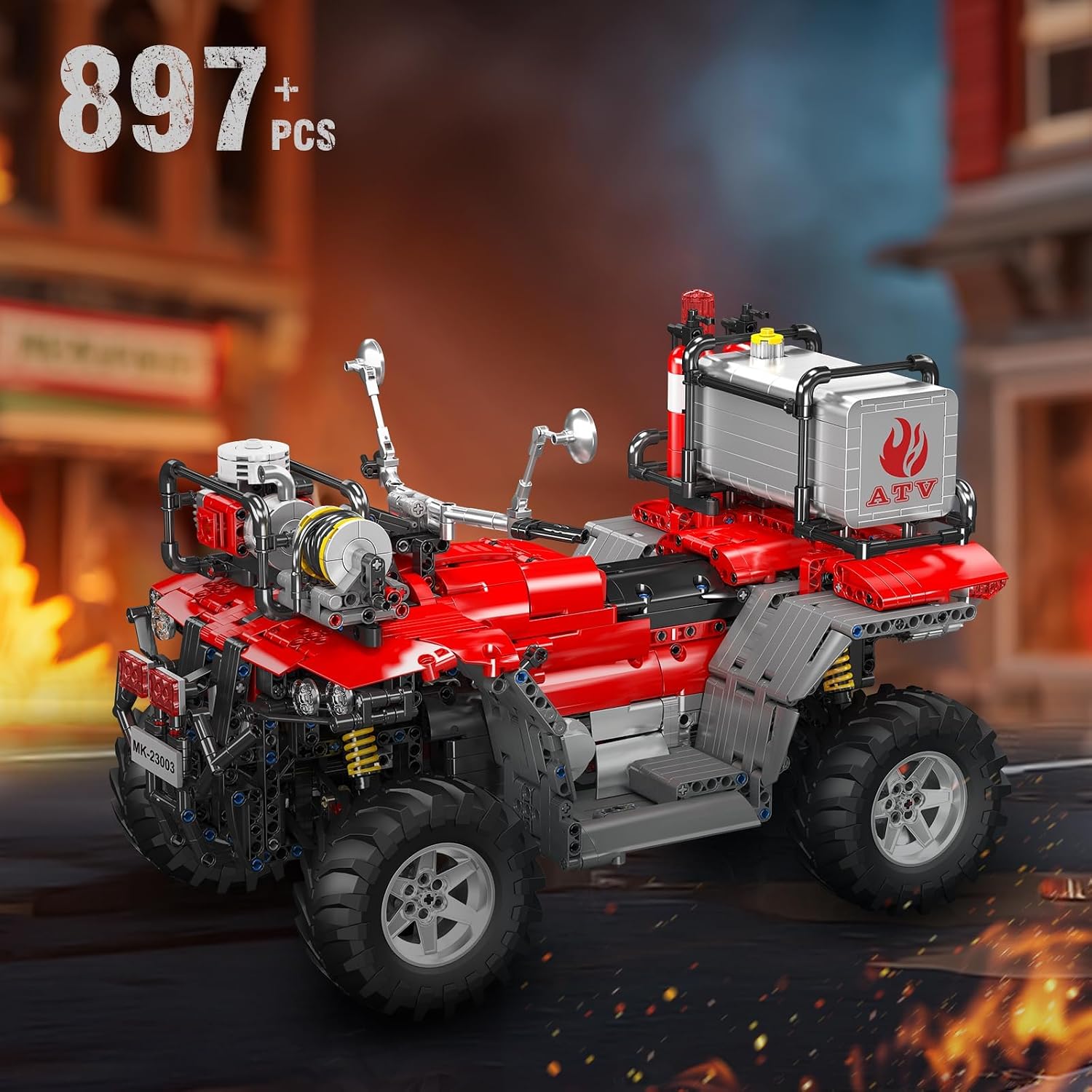 Mould King 23003 ATV Fire Motorcycle Building Kit,2100+ PCS Technical Motorcycle Set with Dual Control, Compatible with Power Motor System, STEM Toy Gift for Adults